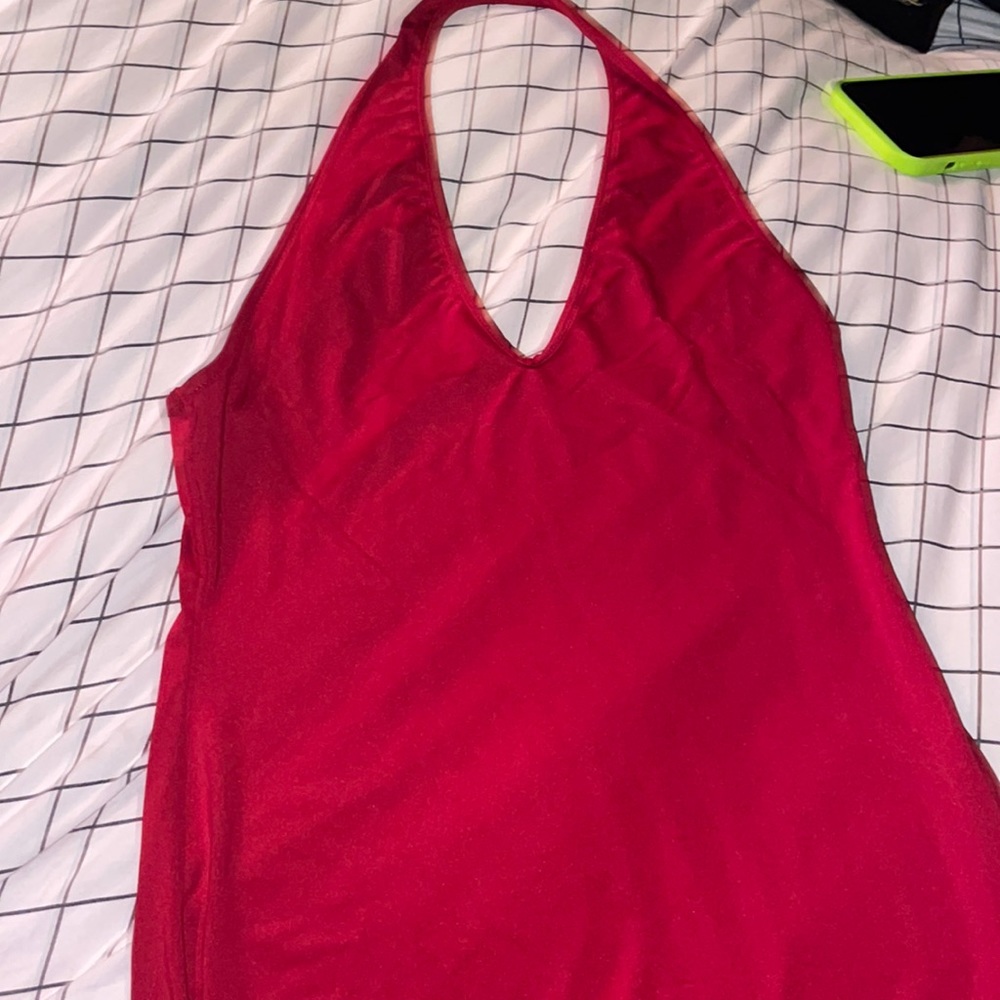 Red over the neck dress never worn size small